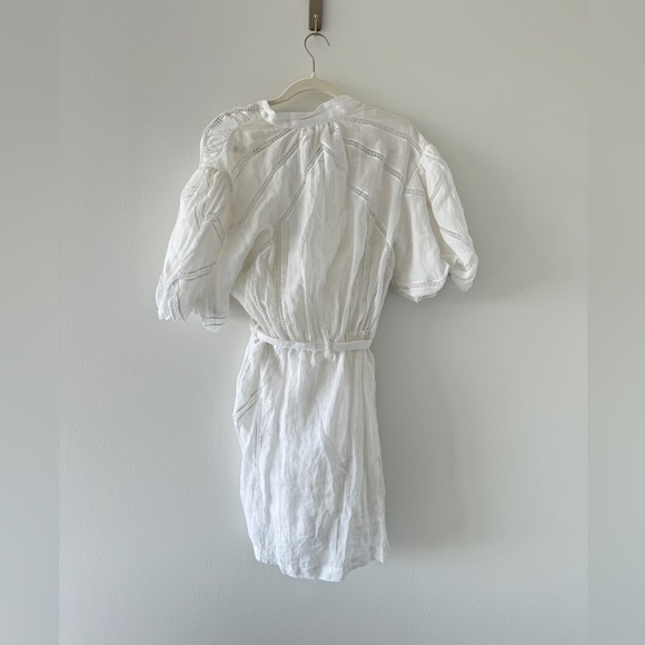 FRAME White Inset Lace Puff Sleeve Mini Dress M - Picture 5 of 8